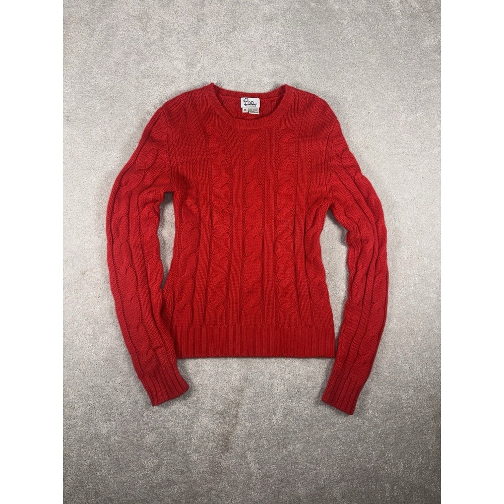 Lilly Pulitzer Sweater Womens Medium Cable Knit Cashmere Pullover Outerwear Red